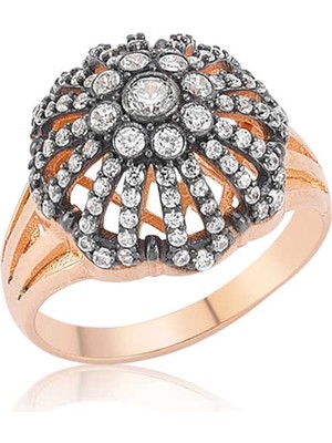 DMR Elegance Gümüş Rose Elmas Montür Bayan Yüzük