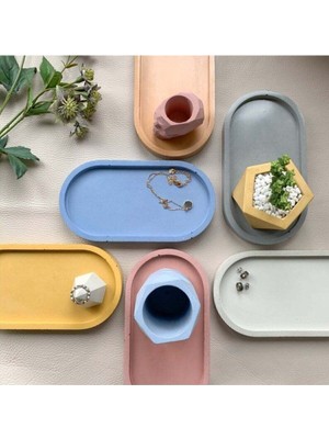 Handanca Dekoratif Hediyelik Oval Beyaz Biblo Tabak Takı Tabağı Mum Tabağı Mumluk Organizer
