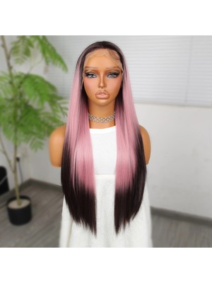 Colezium Koyu Kestane Pembe Ombreli Fiber Sen Tül Peruk