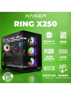 Xaser Ring X250 Ryzen 5 7500X3D 16GB Ddr5 Ram 512GB M.2 Nvme SSD 16GB RX9070 Masaüstü Oyuncu Bilgisayarı