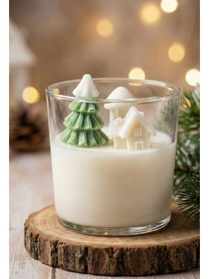 My Balli Store 1 Adet Çam Ağacı ve Ev Şekilli Bardak Soya Mum