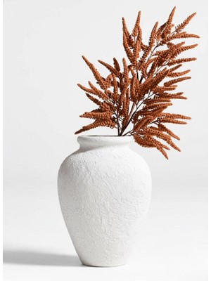 Handanca Rustik El Yapımı Dokulu Seramik Dekoratif Vazo - 20 cm