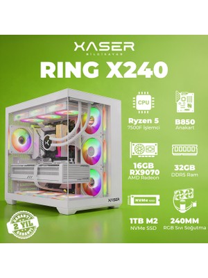 Xaser Ring X240 Ryzen 5 7500F 32GB Ddr5 Ram 1tb M.2 Nvme SSD 16GB RX9070 Masaüstü Oyuncu Bilgisayarı