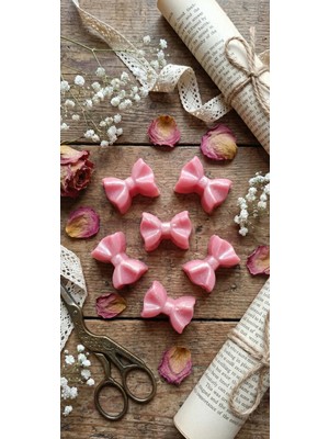 My Balli Store 12'li Pembe Simli Fiyonk Desenli Vegan Buhurdanlık Soya Mum