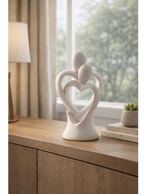Handanca Dekoratif Sevgili Biblosu - Kalpli Romantik Figür - 14CM
