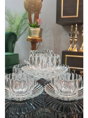 Handanca 6 Kişilik Kristal Cam Çerez Tatlı Tabağı Seti (12 Parça)