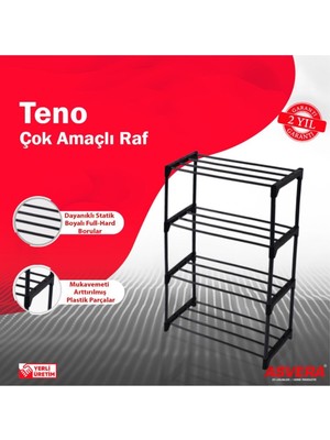 Handanca Teno Çok Amaçlı 4 Katlı Metal Raf – Ayakkabılık, Kitaplık, Çiçeklik ve Mahrem Kurutmalık