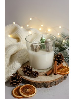 My Balli Store 1 Adet Çam Ağacı ve Ev Şekilli Bardak Soya Mum