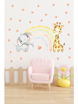 Esa Kids Odanızda Dev Bir Sevgi! Esatoys Sevimli Zürafa ve Fil Duvar Sticker Seti