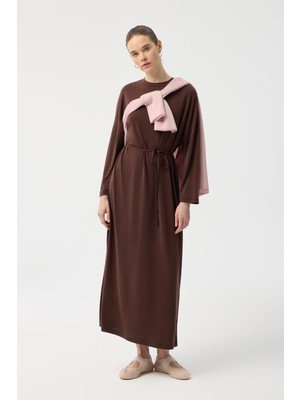 Kadriye Baştürk Modal Cupra Elbise Kahverengi