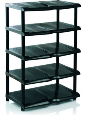 Handanca Siyah 5 Katlı Plastik Ayakkabılık Ayakkabı Rafı