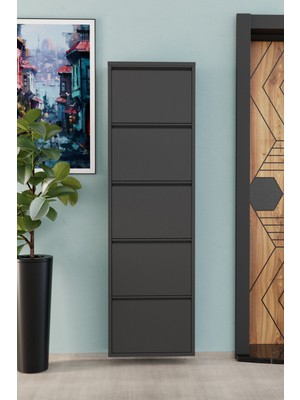 Handanca 5 Kapaklı Metal Ayakkabılık Antrasit