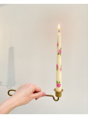 Handanca Çiçek Desenli El Çizimi Handmade Şamdan Kokulu Mum