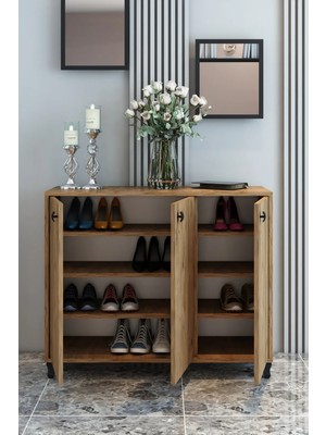 Handanca Zeyn 3 Kapaklı Çam Ayakkabılık Çok Amaçlı Dolap Çam