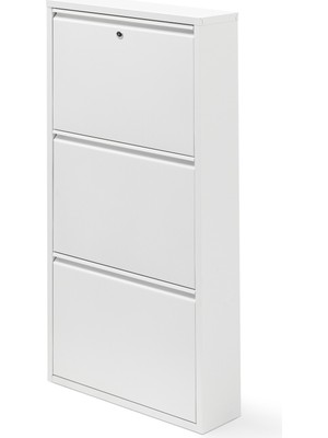 Handanca - 3'lü Kilitli Metal Ayakkabılık (Beyaz)