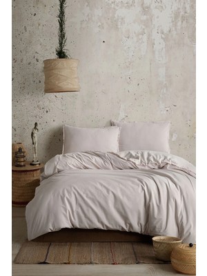 Koza Home Boho Sade Natural Krem % 100 Pamuk Nevresim Takımı Çift Kişilik 200 x 220 7036A