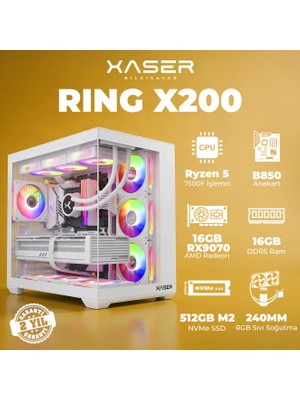 Xaser Ring X200 Ryzen 5 7500F 16GB Ddr5 Ram 512GB M.2 Nvme SSD 16GB RX9070 Masaüstü Oyuncu Bilgisayarı
