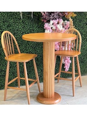 Handanca Ada Bar Ahşap Sandalye Ahşap Bar Vernikli Yüzüklü Sandalye Ertahşap