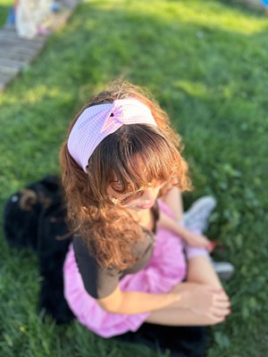 YamanCo Store Pembe Ekose Burgu Model Lastikli Kadın Bandana