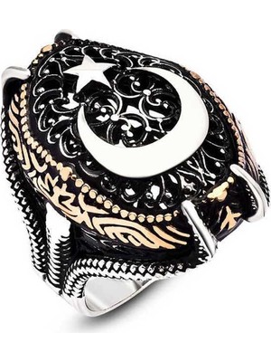 DMR Elegance Gümüş Ay Yıldız Pençe Erkek Yüzük