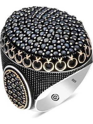 DMR Elegance Gümüş Siyah Zirkon Taşlı Oval Erkek Yüzük