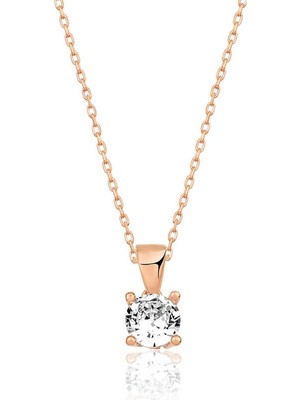 Aydogan's 925 Ayar Gümüş Rose Tek Taş Gümüş Kolye