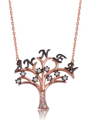 Aydogan's 925 Ayar Gümüş Annem Yazılı Hayat Ağacı Kolye