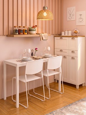 İrem Minimal Beyaz Çok Amaçlı Masa – 116X45X75 cm | Güçlendirilmiş Metal Profil Ayaklı