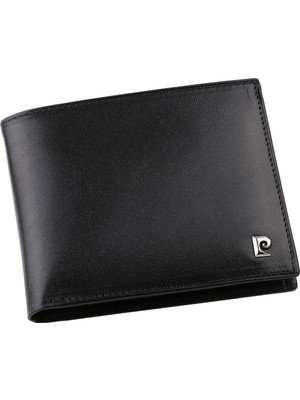 Pierre Cardin Siyah Logolu Yatay Deri Cüzdan Erkekler İçin Küçük Boy Minimalist Stil