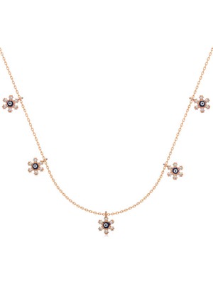 Aydogan's 925 Ayar Gümüş Çiçek Nazarlı Şans Kadın Gümüş Kolye