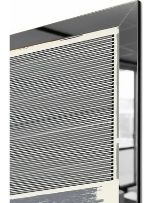 Zevahir Mobilya Dekorasyon Gümüş Aynalı Pleksi Çerçeveli Minimalist Üçlü Soyut Desen Üçlü Mdf Tablo Seti
