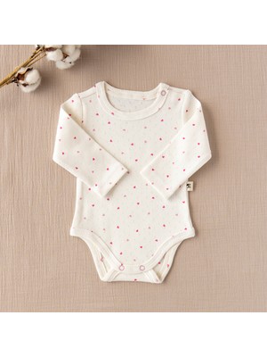 Mimu Baby %100 Pamuk Pointel Uzun Kollu Zıbın - Pembe Kalpli