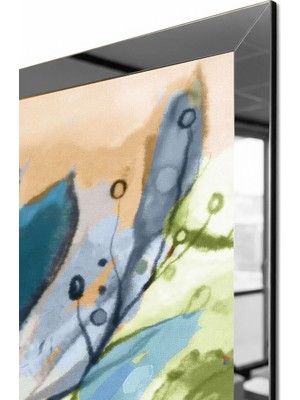 Zevahir Mobilya Dekorasyon Gümüş Aynalı Pleksi Çerçeveli Kolaj Çizim Çiçek Üçlü Mdf Tablo Seti