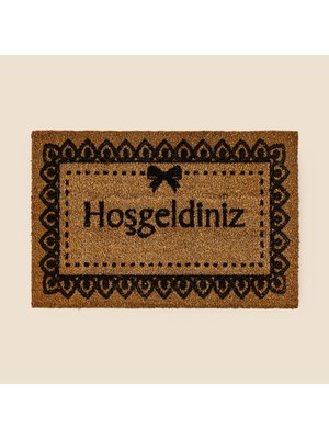 Matmel Home Koko Hoşgeldiniz Kapı Önü Paspası - Bej / Siyah - 40X60 cm