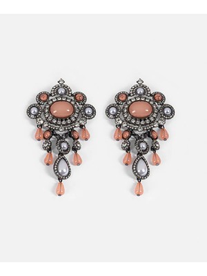 İpekyol Strass Taşlı ve Suni Incili Maksi Küpe IS1260068153122