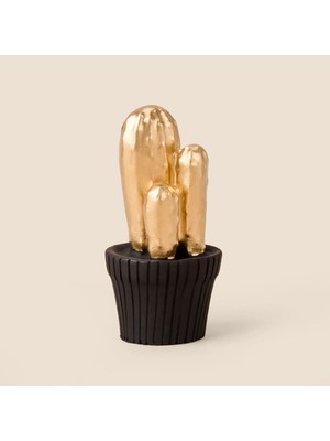 Matmel Deco Mini Saksılı Kaktüs Dekoratif Obje - Siyah / Altın