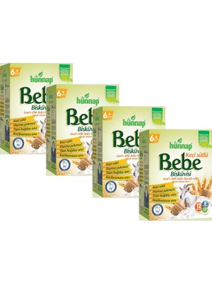 Hünnap Keçi Sütlü Bebek Bisküvisi 400 gr x 4 Adet 6 Aylık ve Üstü İçin Bisküvili Atıştırmalık