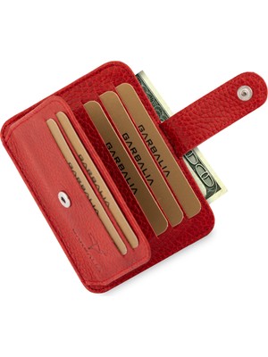 Garbalia Shelby Kırmızı Deri Kartlık Cüzdan Hakiki Deri Şık Tasarım ve Günlük Kullanım İçin