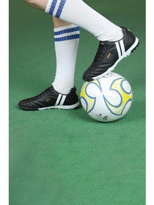 Jump 13258 Erkek Futbol Ayakkabı Siyah Beyaz Halı Saha Kullanımı İçin Yumuşak Suni Deri