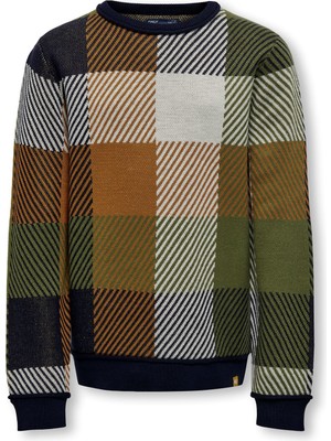 Only Kobsage L/s Check Crew Neck Knt Kız Çocuk Çok Renkli Kazak - 15299062