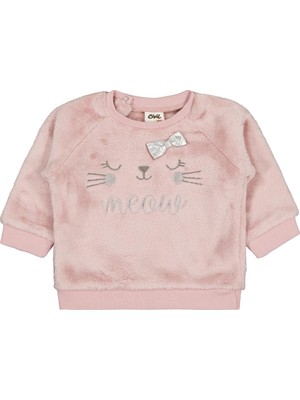 Civil Baby Fiyonk Meow Nakışlı 6-18 Ay Sweatshirt - Lila
