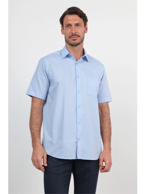 İmza Sert Yaka Kısa Kol Cepli Comfort Fit Pamuklu Gömlek 1004260258