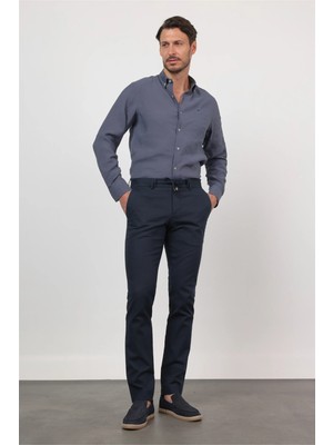İmza Lacivert Yan Cep Keten Slim Fit Keten Karışımlı Jogger Pantolon 1003260169