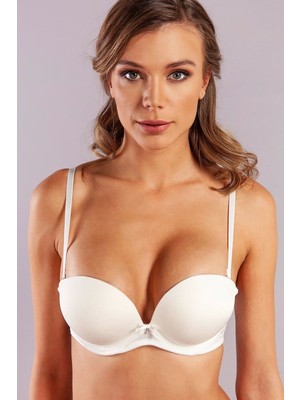Bemy Store Genius Balconette Heavy Push Up Bra, Ekru Konforlu ve Şık Sütyen