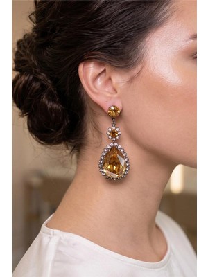 Petek Aksesuar Damla Full Taşlı Abiye Küpe