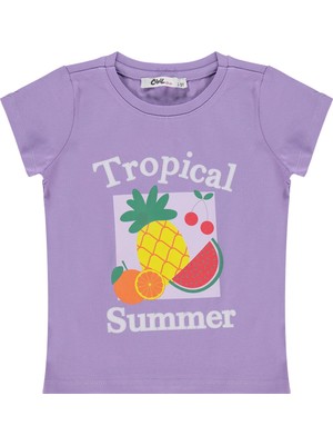Civil Girls Tropical Baskılı 2-5 Yaş Tişört - Lila
