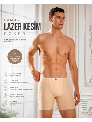 Berrak Erkek Pamuklu Lazer Kesim Boxer – Iz Yapmaz, Nefes Alan Premium Konfor