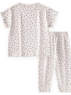 Cigit Desenli Pijama Takımı 1-8 Yaş Lila Çiçek Desen