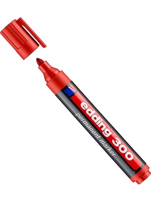 Edding Permanent Markör Kırmızı ED-300 1  Adet Yuvarlak Uç Dayanıklı Kalem Almanya Menşeli