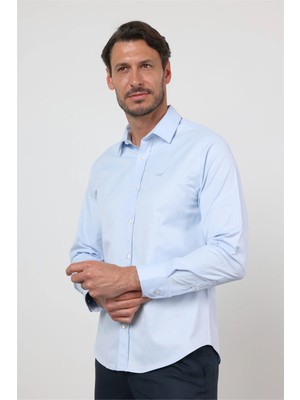 İmza Sert Yaka Uzun Kol Cepsiz Slim Fit Pamuklu Gömlek 1004260213
